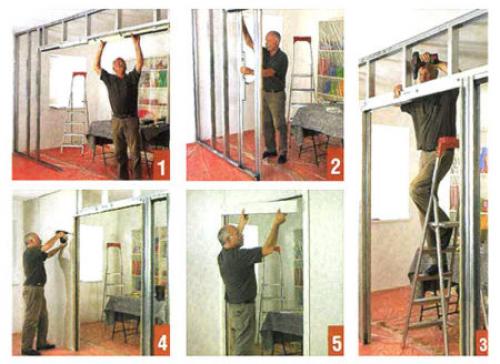 Как сделать перегородку в комнате с дверью. Монтаж каркаса и пошаговая последовательность действий по его составлению