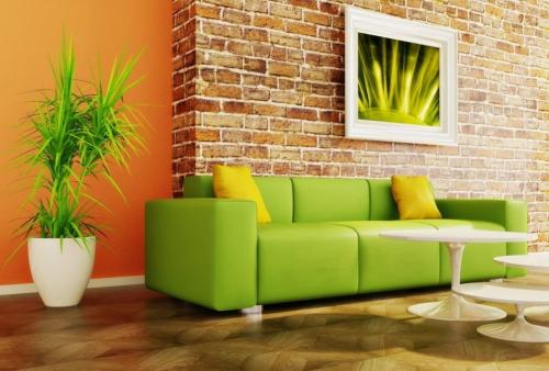 Зеленая стена в интерьере. Зеленый в интерьере гостиной