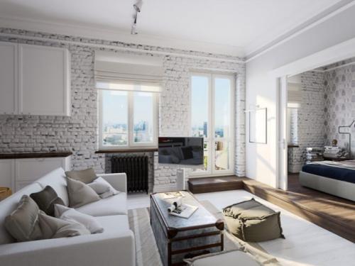 Кирпичная стена в квартире. Цвет кирпича в дизайне интерьера 04 Кирпичная стена в квартире. Цвет кирпича в дизайне интерьера 04