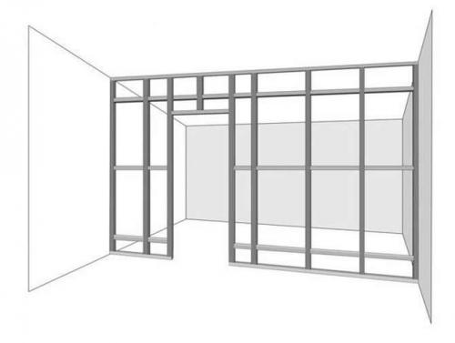 Перегородка из гипсокартона с раздвижной дверью. Составление чертежа